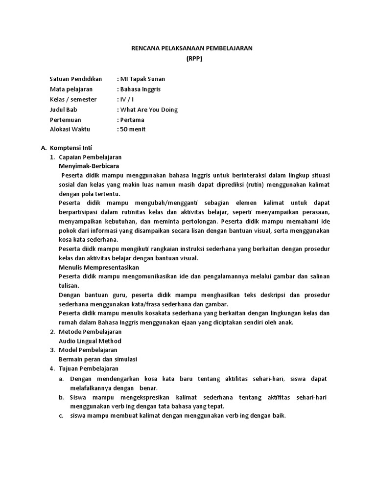 RPP B.ing 1 | PDF