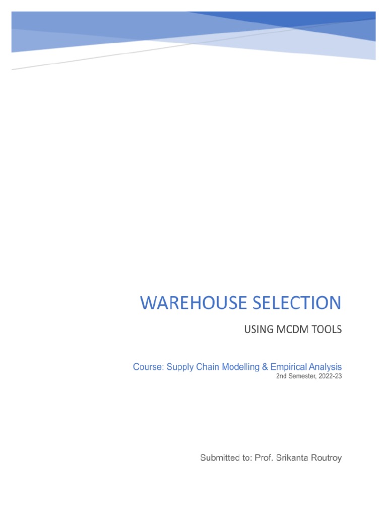 Scme warehosue selection project pdf mean data analysis
