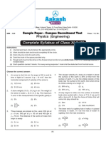 Sample Paper-Campus Recruitment Test-Physics Engg