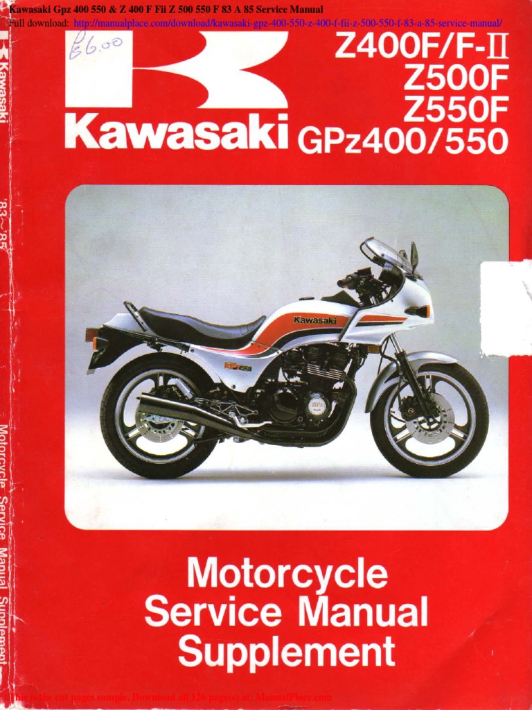 Kawasaki GPZ 400 550 Z 400 F Fii Z 500 550 F 83 A 85 Service