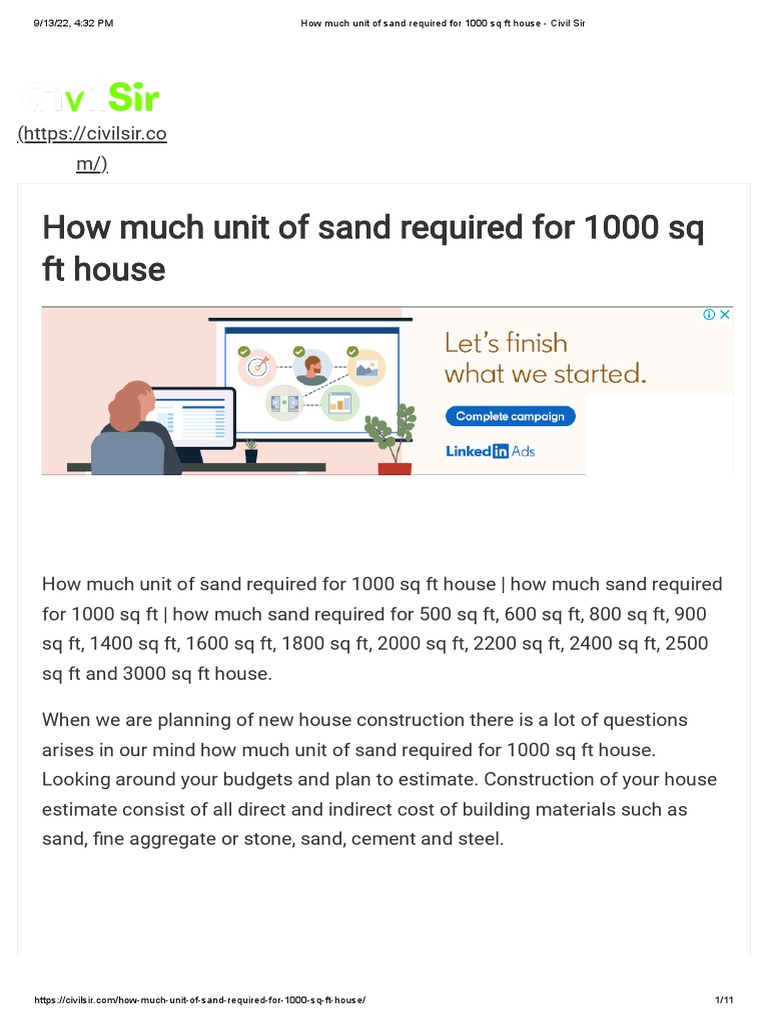 how-much-unit-of-sand-required-for-1000-sq-ft-house-civil-sir-pdf