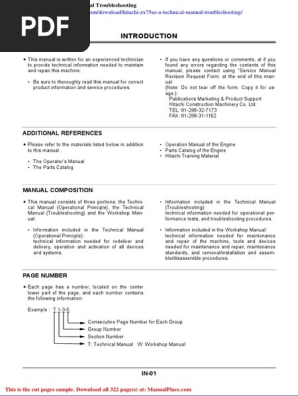 Hitachi Zx75us A Technical Manual Troubleshooting | PDF