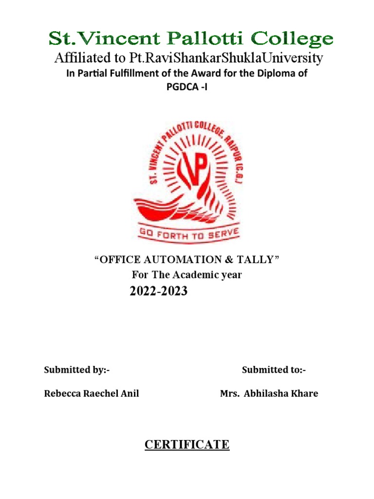 Front Page of OA PGDCA | PDF