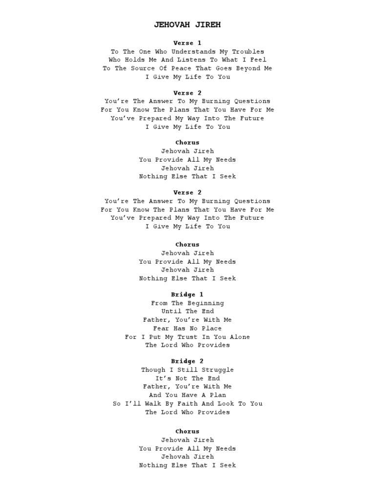JEHOVAH JIREH PDF