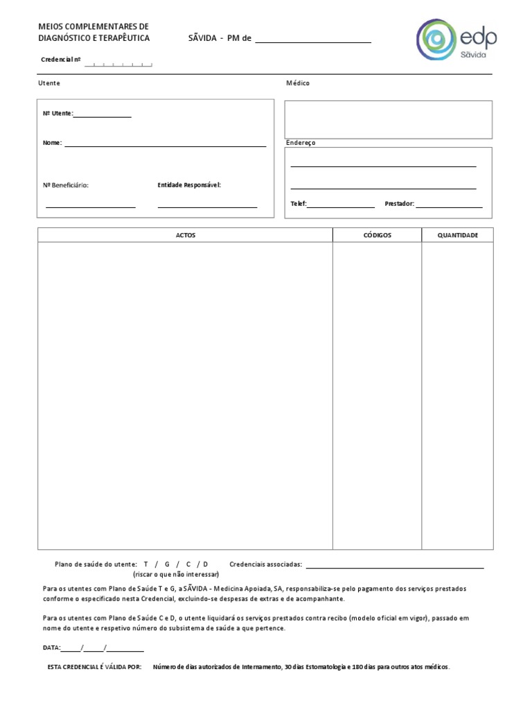 Credencial Savida 2022 Sem Preenchimento PDF