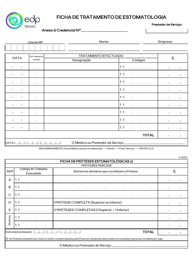 Ficha Tratamento Estomatologia Nova Marca PDF Sistema De Sa de