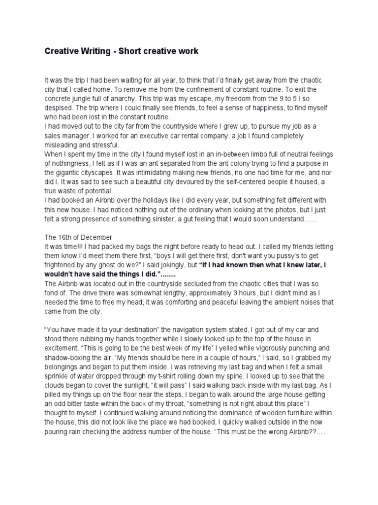 Creative Writing - Short Creative Work | PDF
