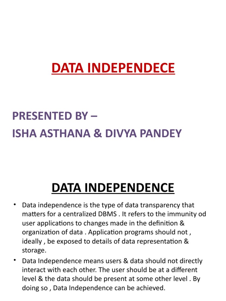 Understanding Data Independence | PDF | Databases | Database Schema