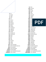 Cardinales y Ordinales Ingles