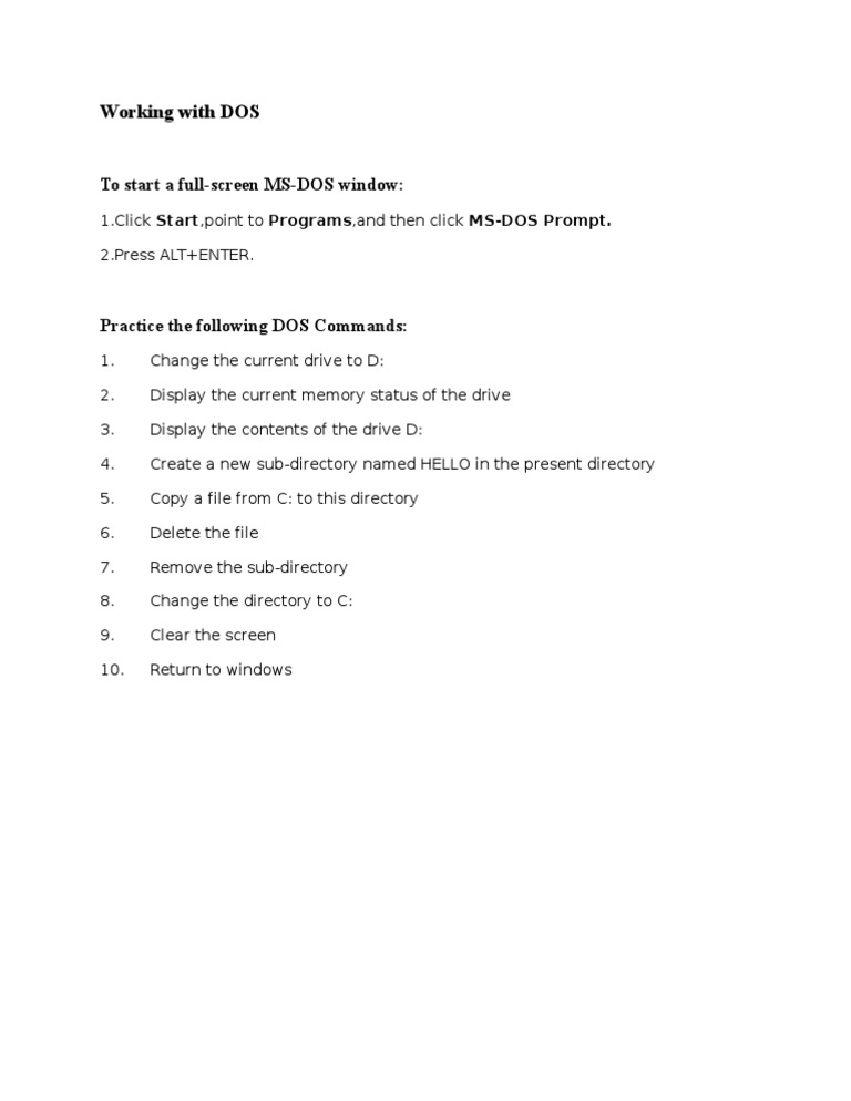 Working With DOS | PDF
