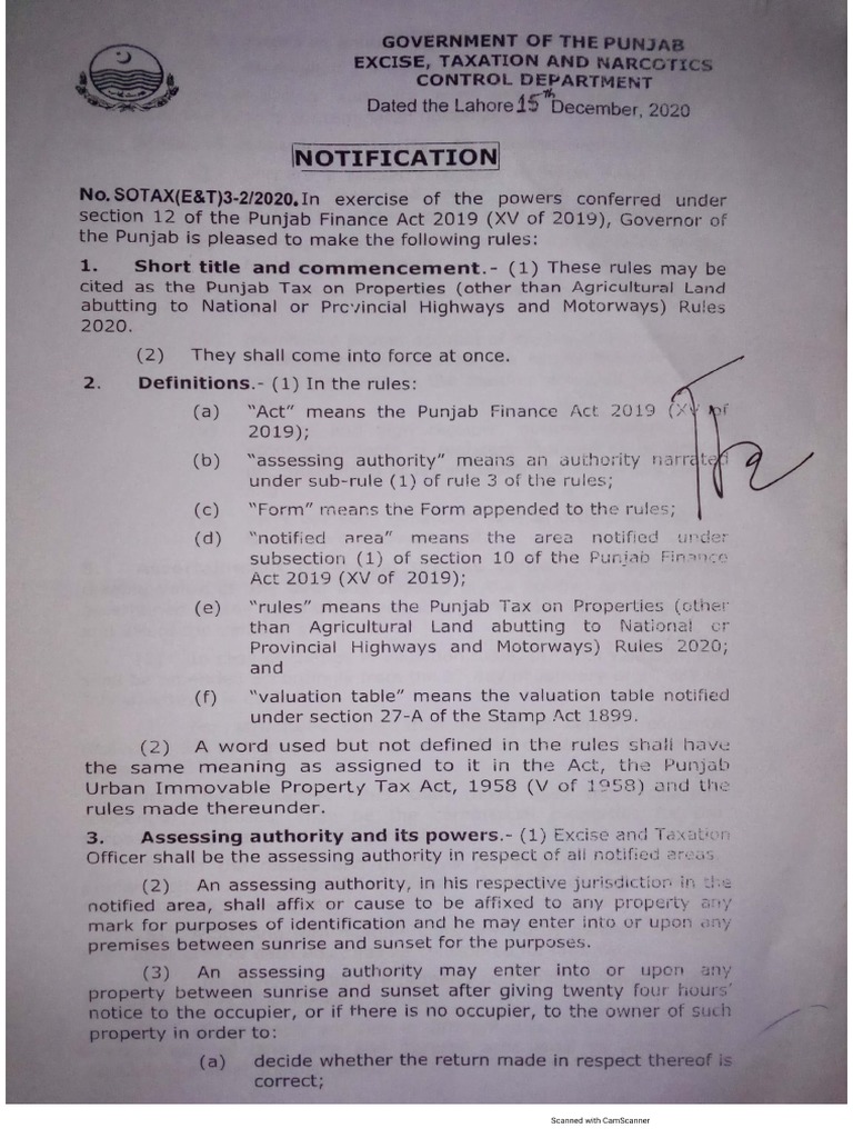 punjab-tax-on-properties-abutting-to-national-or-provincial-highways