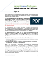 Géoéconomie de L'afrique. Développement Versus Croissance