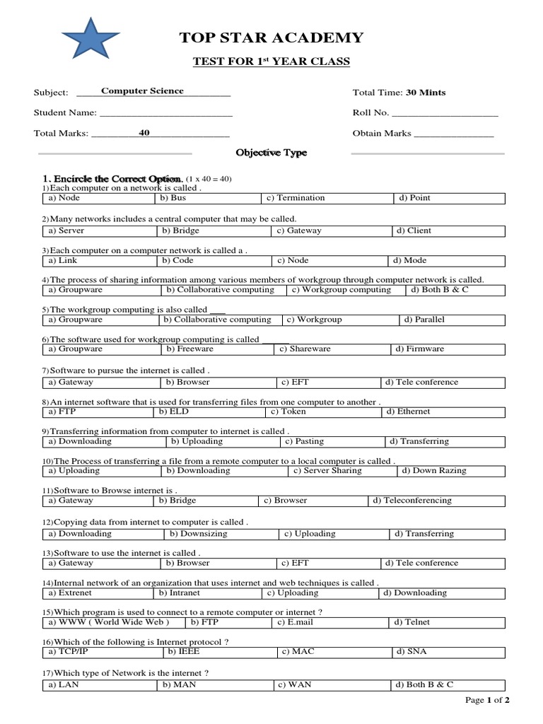Extranet Test for Computer Science | PDF | Computer Network | Local ...