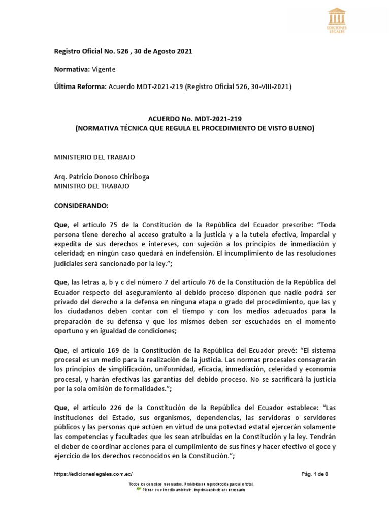 Tramite de Visto Bueno | PDF | Debido al proceso | Ley procesal