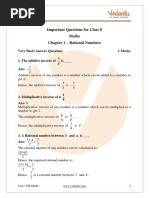 Important Questions For CBSE Class 8 Maths Chapter 1