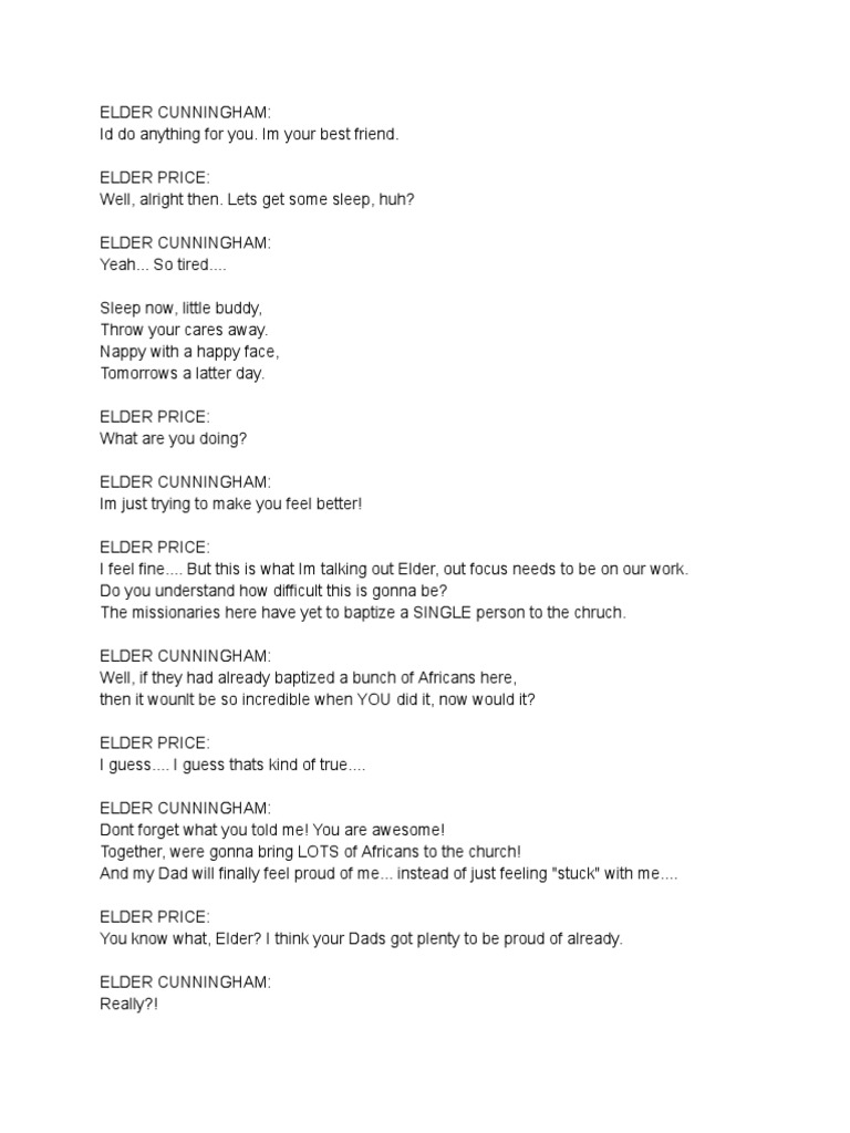Book of Mormon - I Am Here For You Lyrics | PDF