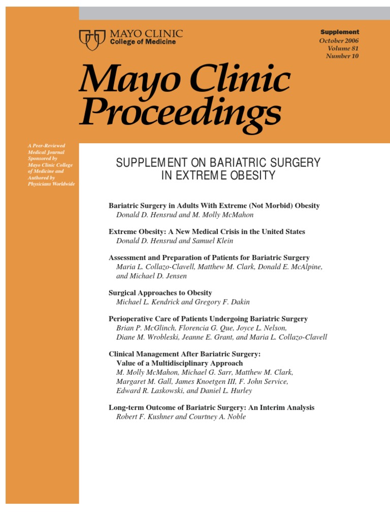 Article 6 Mayo Clinic Supplement | Bariatric Surgery | Obesity