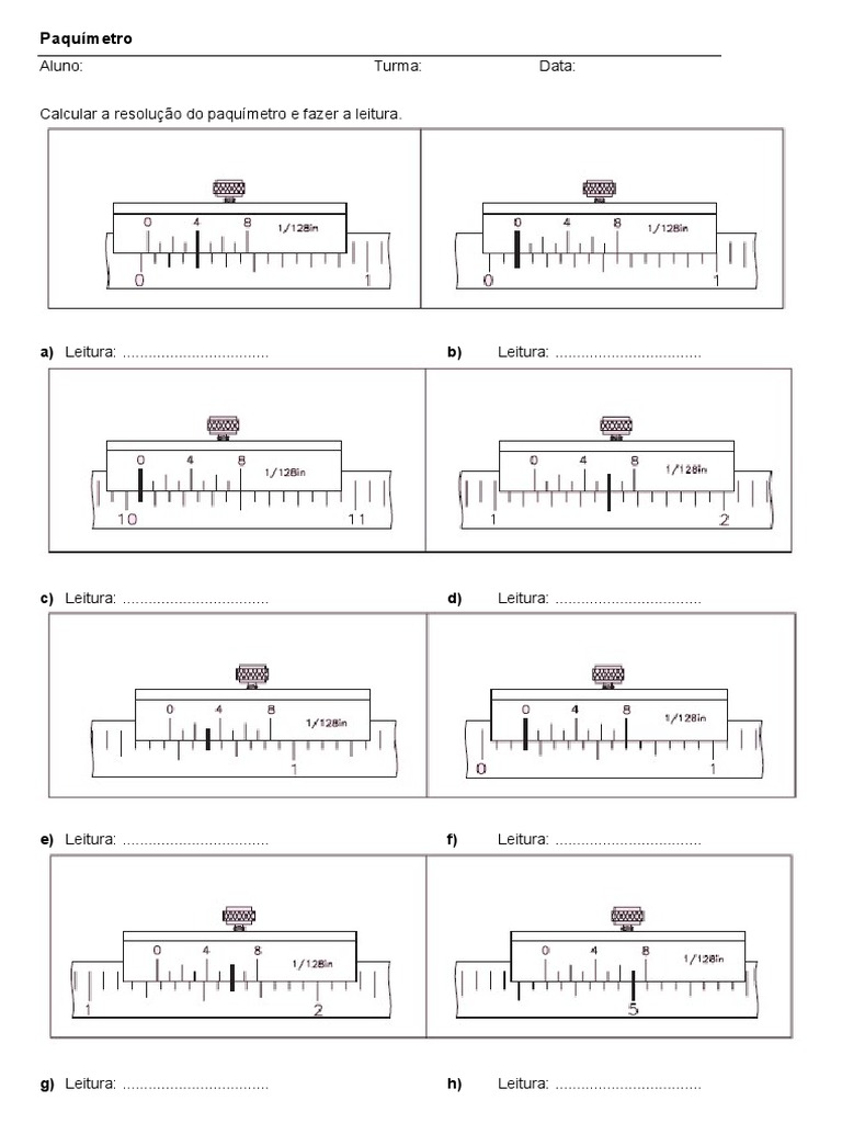 Exercícios de Leitura de Paquímetro | PDF