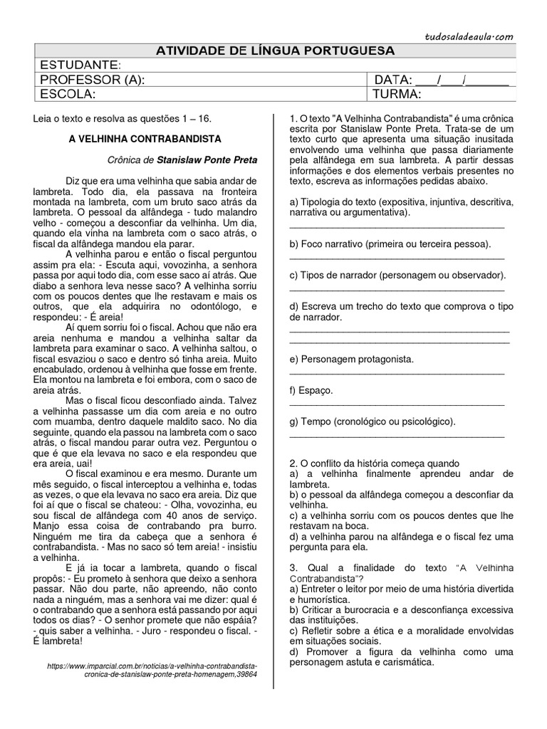 VELHA CONTRABANDISTA - interpretação | PDF | Linguística | Comunicação ...