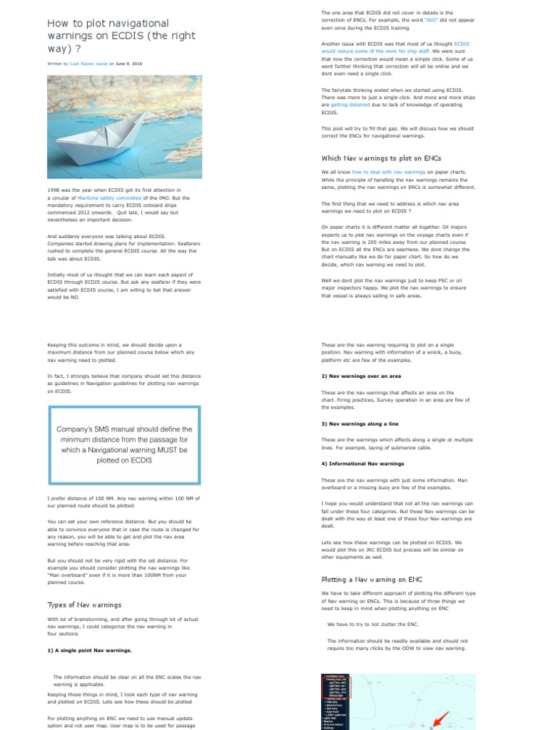 Plotting Nav Warnings on ECDIS | PDF