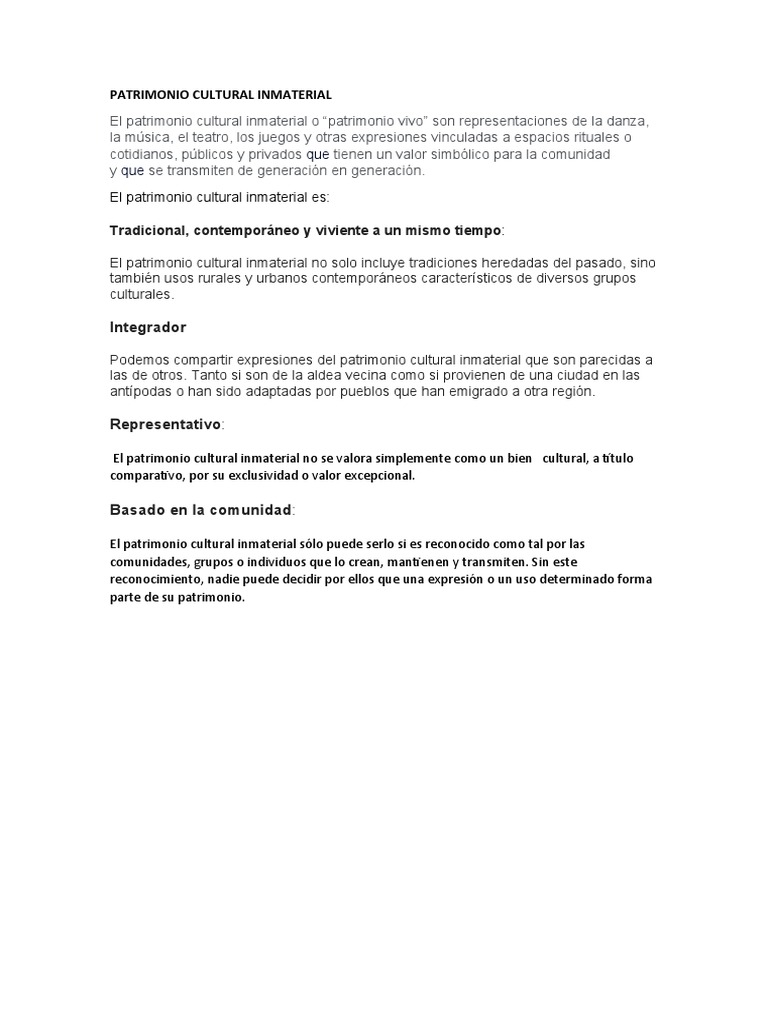 Patrimonio Cultural Inmaterial | PDF | Ciencias sociales | Clásicos