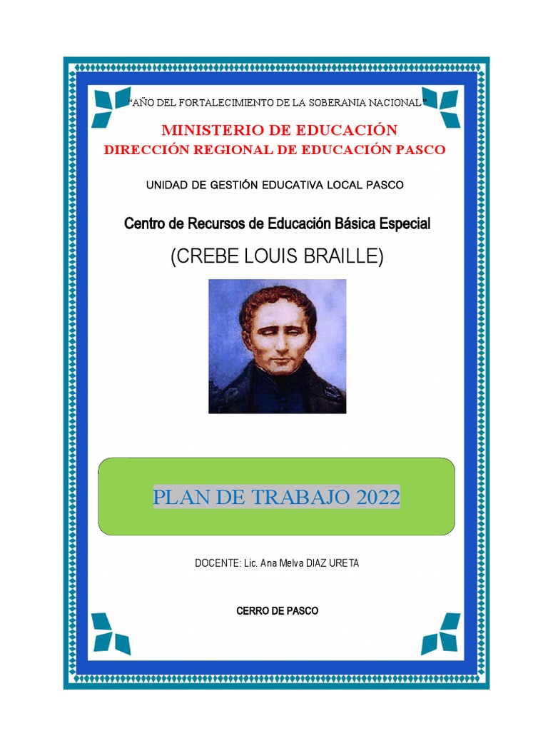Plan de Trabajo CREBE 2022 | PDF | Enseñando | Invalidez