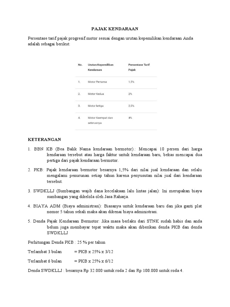 Panduan Pajak Kendaraan Bermotor | PDF