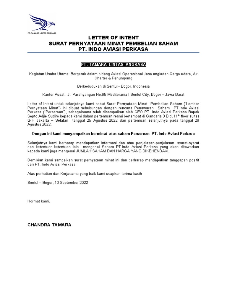 Letter of Intent | PDF