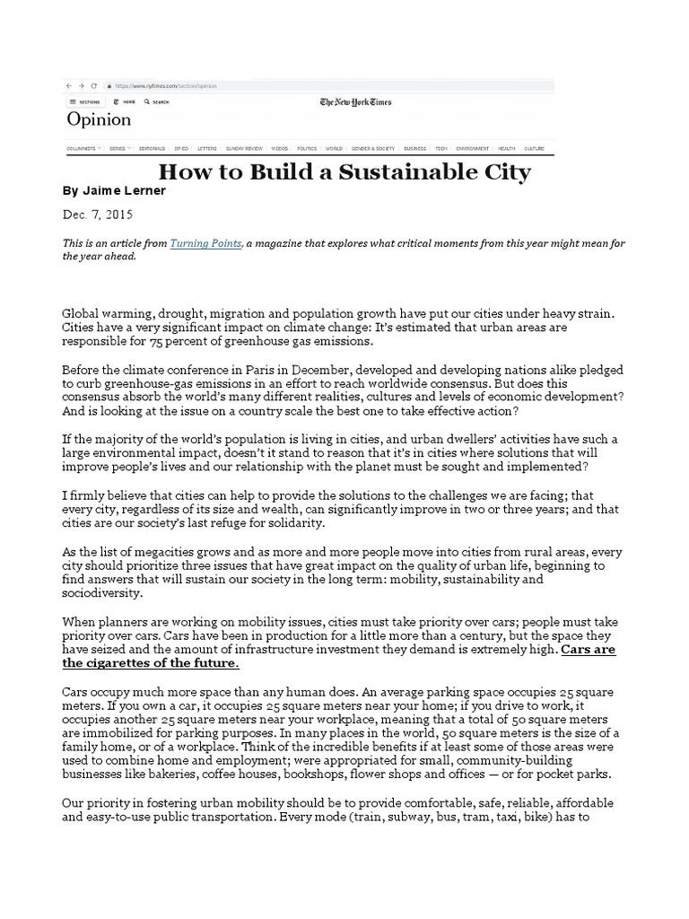How to Build a Sustainable City | PDF | Public Transport | Sustainability