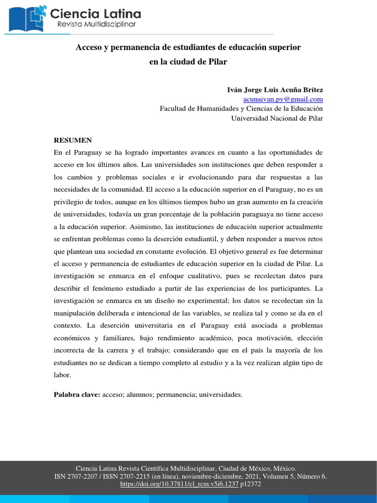Acceso y deserción en universidades de Pilar | PDF | Educación más alta ...