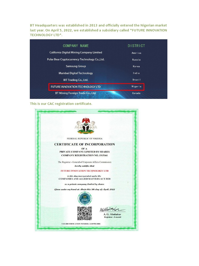 Company Profile | PDF | Cryptocurrency | Money