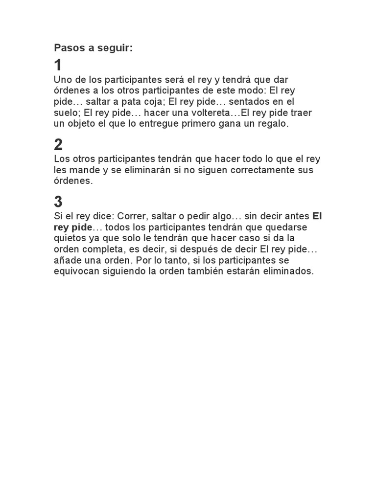 Juego del Rey: Instrucciones y Reglas | PDF