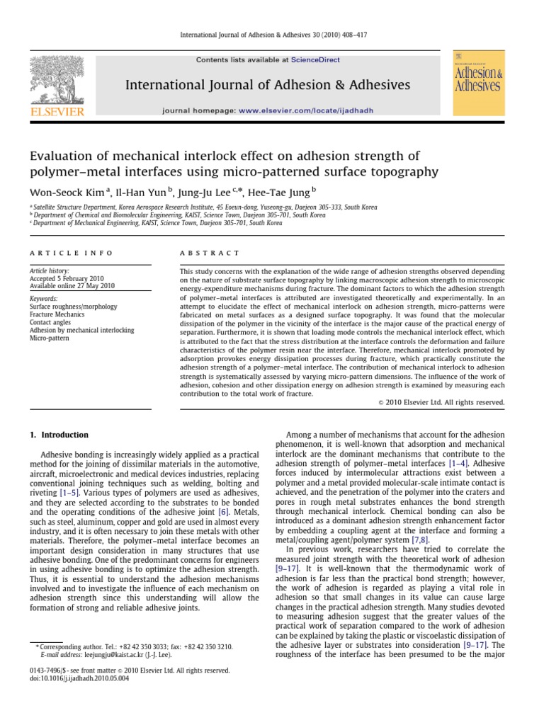 Evaluation of Mechanical Interlock Effect On Adhesion Strength of ...