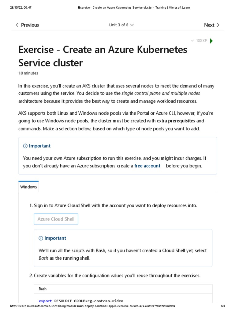 Azure Kubernetes Cluster Setup | PDF | Microsoft Azure | Command Line ...
