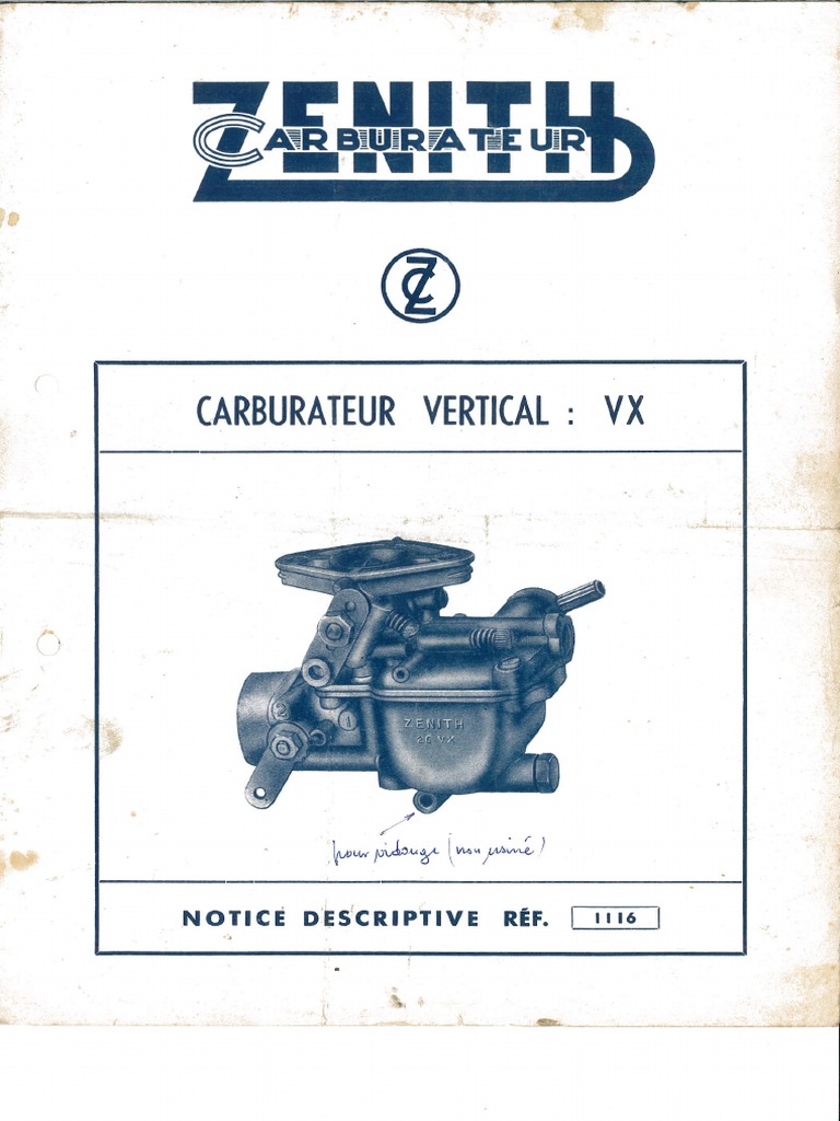 Carburateur Zenith Doc Officielle | PDF