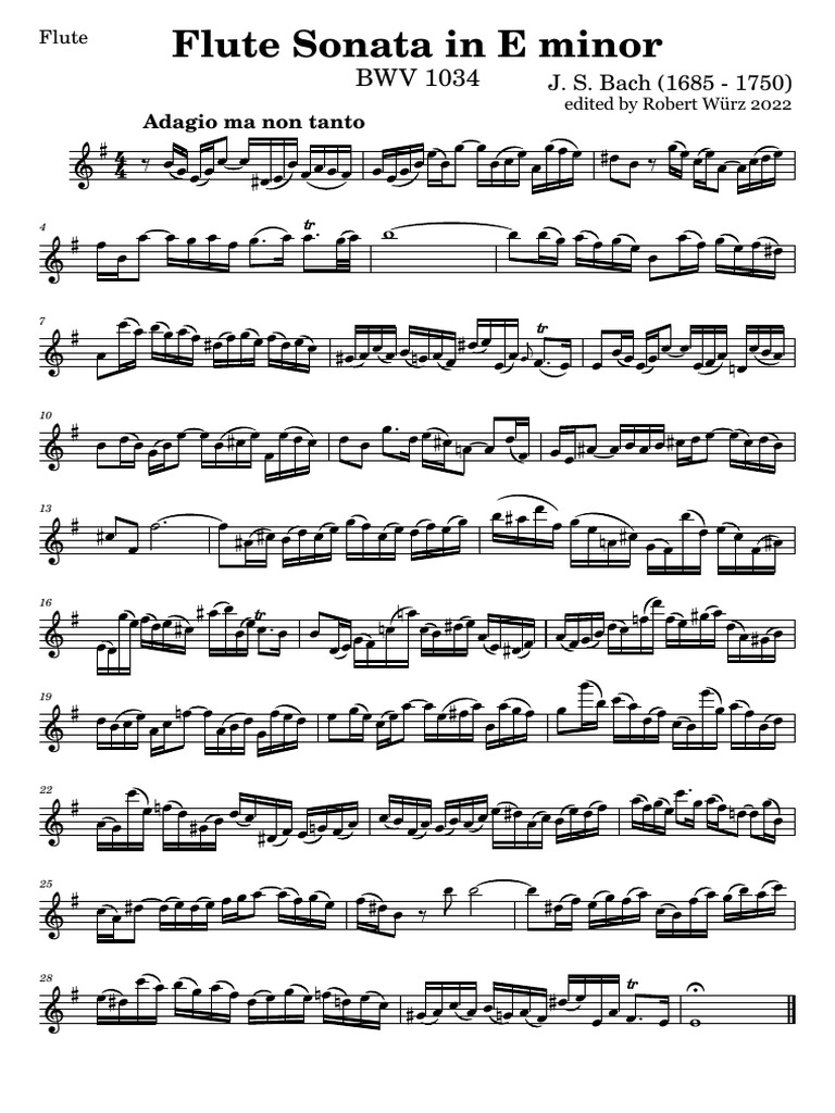Bach E Minor Sonata Flute Part | PDF | Musical Compositions | Classical ...