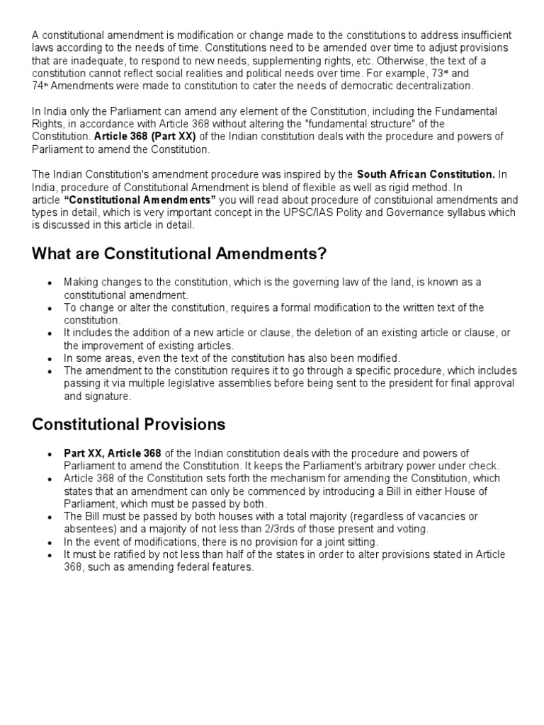 Constitutional Amendment PDF Constitutional Amendment Supermajority