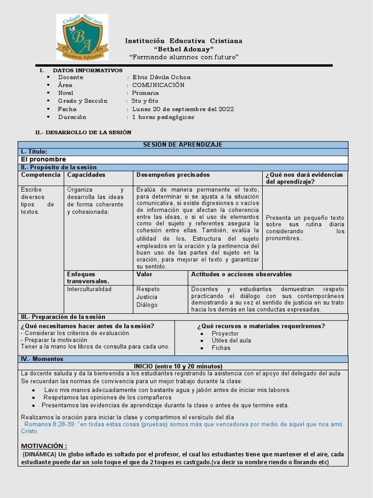 SESIONE 2 de COMUNICACION SEMANA 2 VI UNIDAD | PDF | Aprendizaje ...