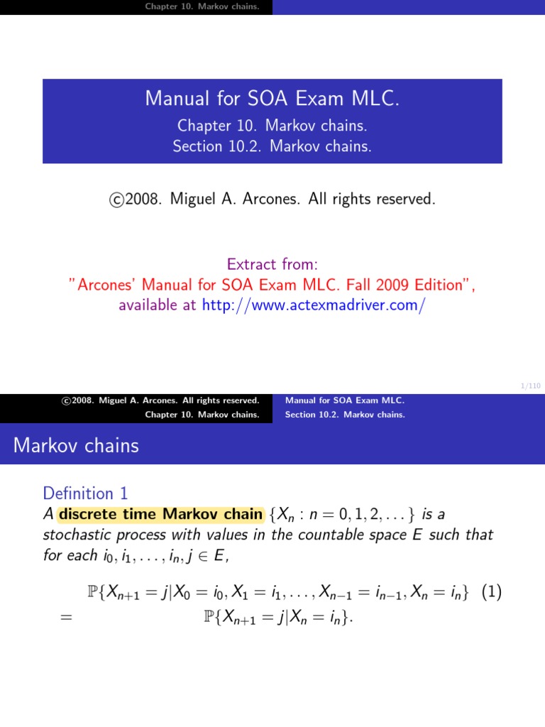 Markov Chains: SOA Exam MLC Guide | PDF | Stochastic Process | Matrix ...