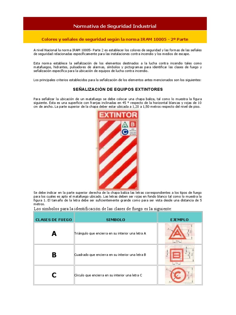 Señalización de Extintores según IRAM 10005 | PDF