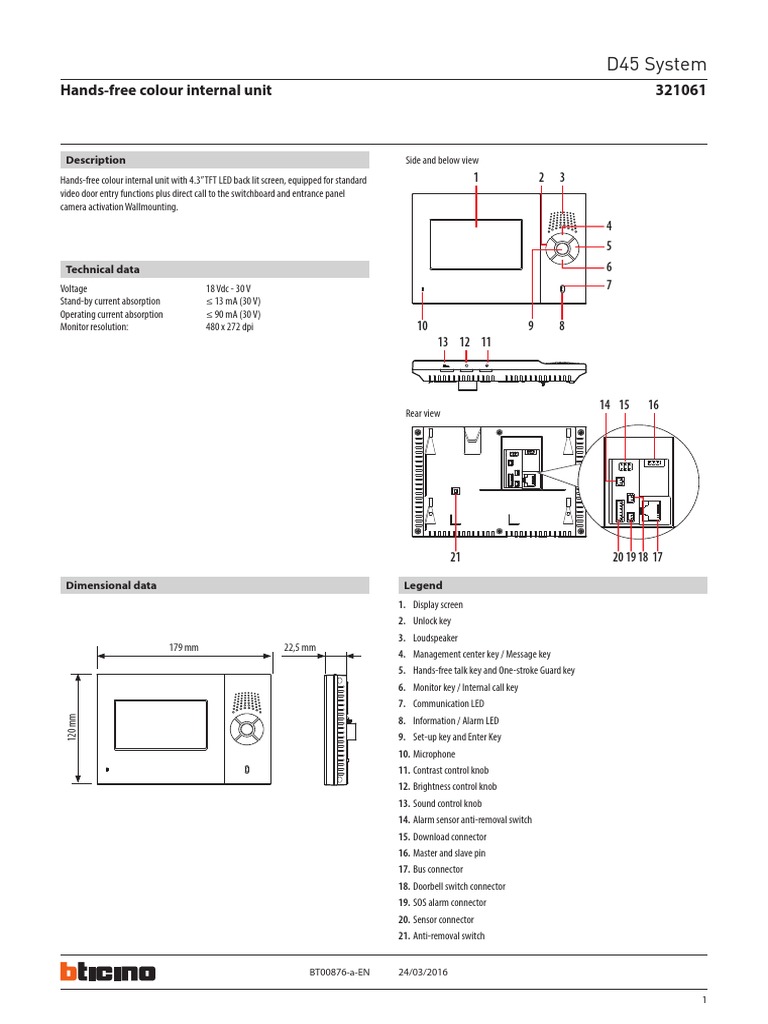 Interfon BTicino - Uputstvo EN | PDF | Computer Monitor | Menu (Computing)