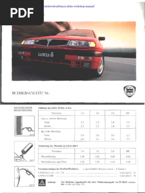 Workshop Manual Service Lancia Delta Integrale Evo Technical