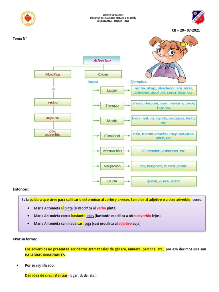 Actividades de Adverbios para Quinto Grado | PDF | Adverbio ...