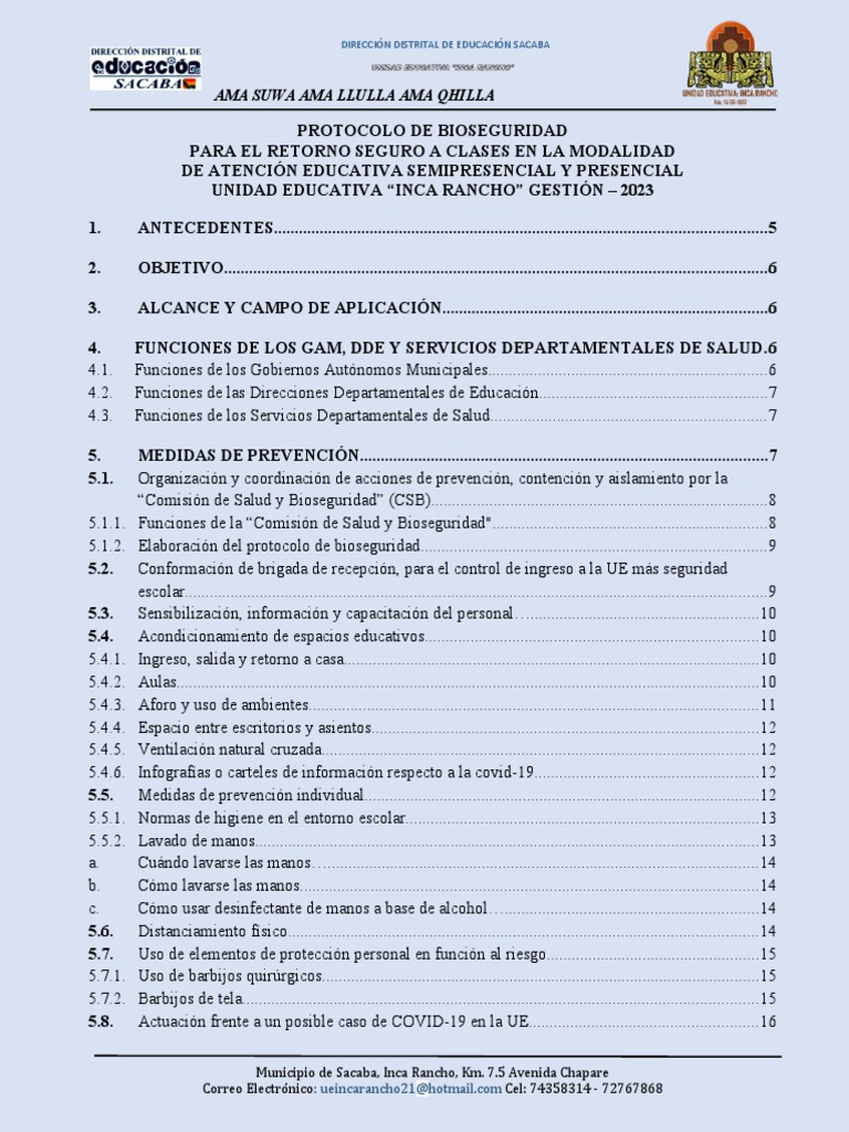 Protocolo de Bioseguridad 2023 | PDF | Lavado de manos | Ciencias de la ...