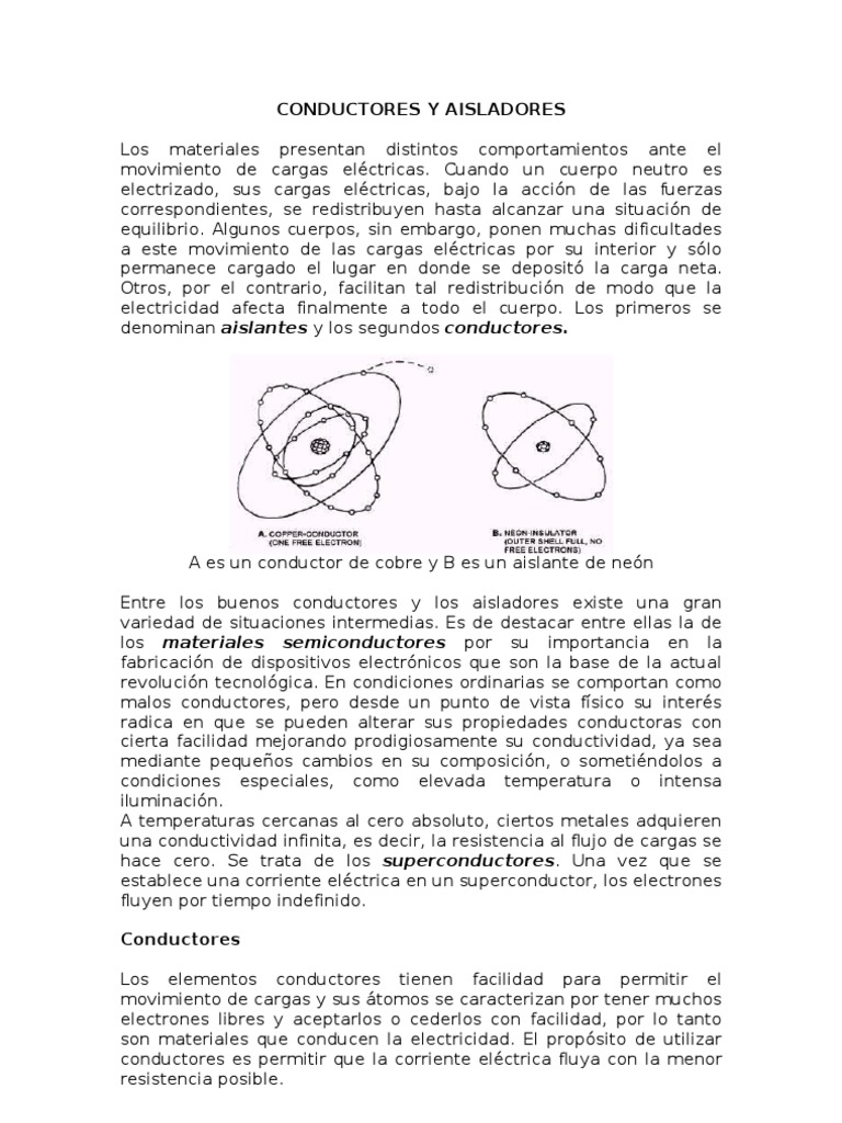 Conductores y Aisladores | PDF | Aislador (Electricidad) | Electricidad