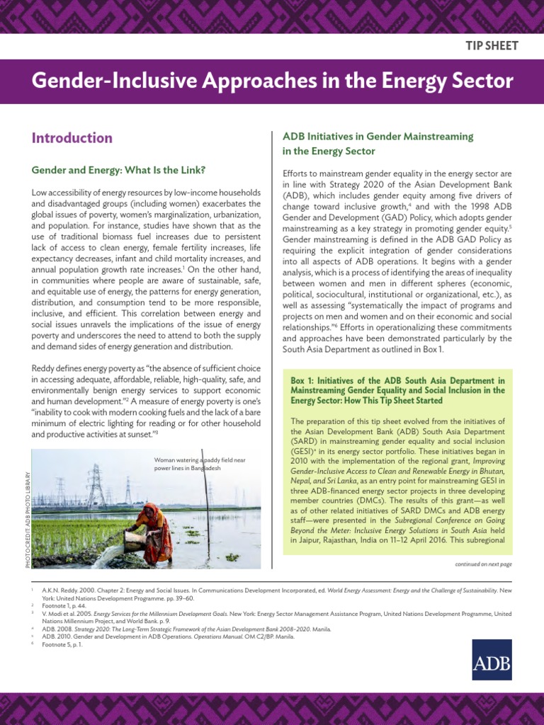 Gender-Inclusive Energy Solutions Guide | PDF | Gender | Gender Studies