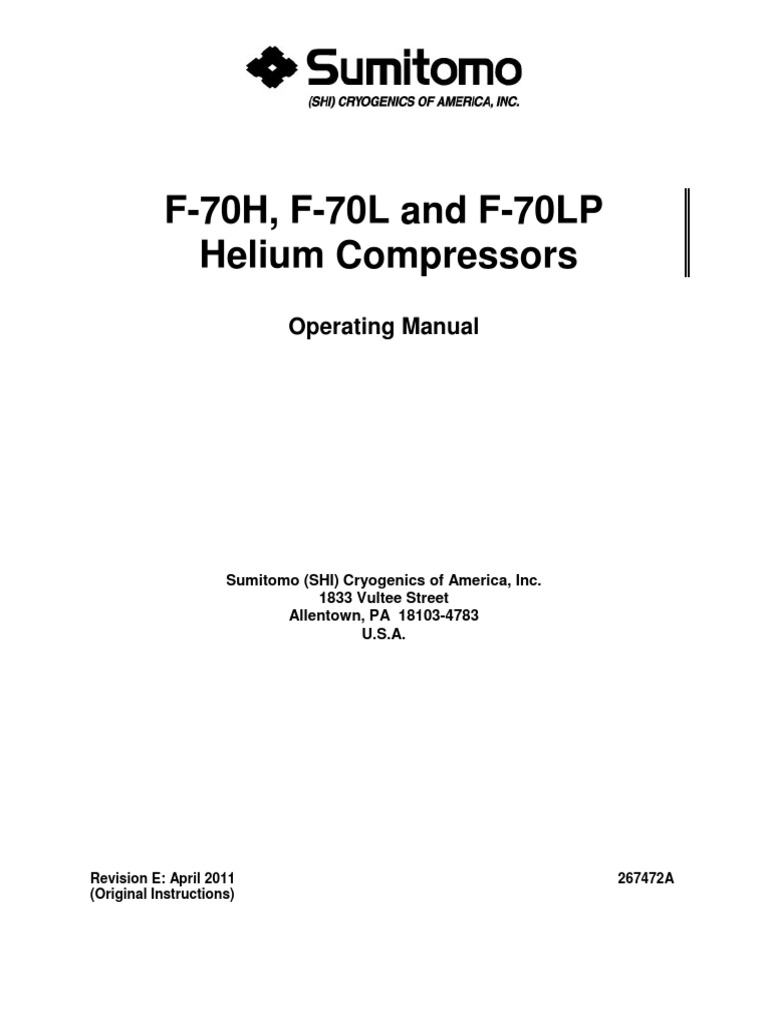 Sumitomo F70 Compressor | PDF | Transformer | Electrical Connector
