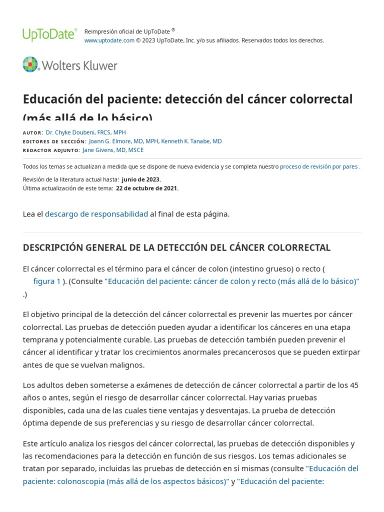 Patient Education Screening For Colorectal Cancer (Beyond The Basics