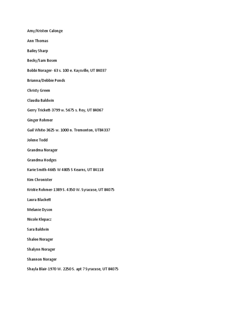 Baby Shower Names PDF