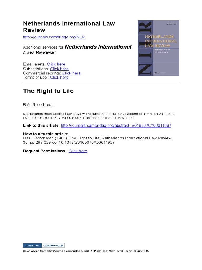 The Right to Life in International Law | PDF | International Law ...